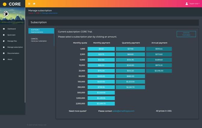 CORE Buy subscription 1v1