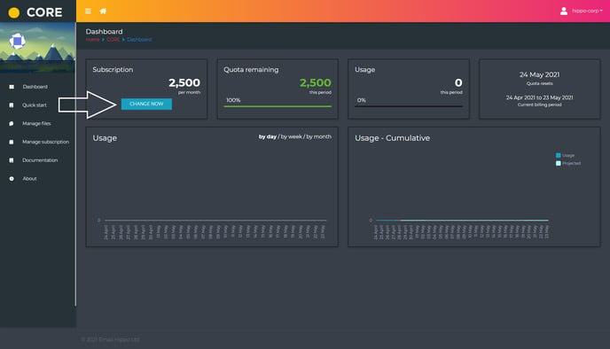 CORE Downgrade Subscription