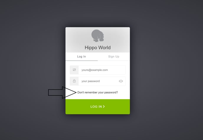 Hippo World forgotten password